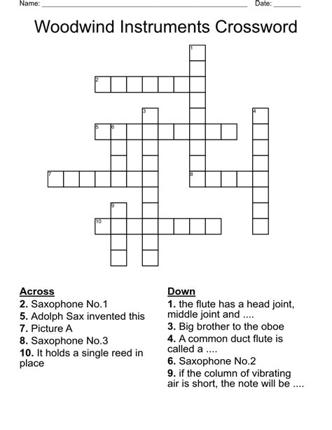 Wind instrument player crossword clue - wind instrument Crossword Clue. The Crossword Solver found 30 answers to "wind instrument", 5 letters crossword clue. The Crossword Solver finds answers to classic crosswords and cryptic crossword puzzles. Enter the length or pattern for better results. Click the answer to find similar crossword clues . Enter a Crossword Clue. Sort by Length. 